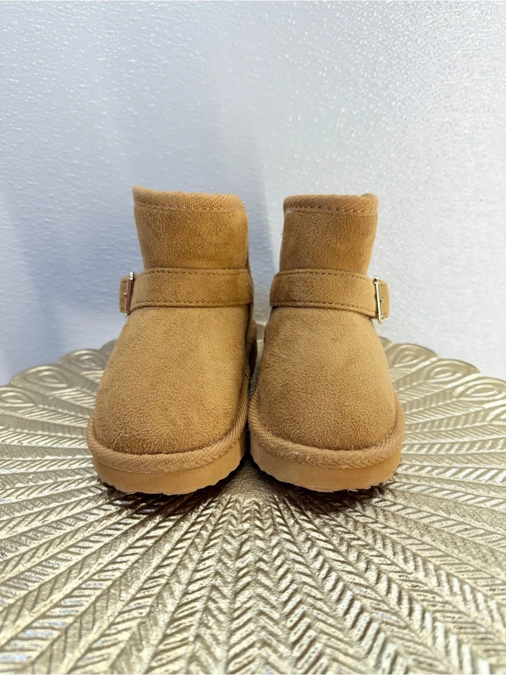 Capelli New York Kids Faux Fur Buckle Ankle Boots Tan